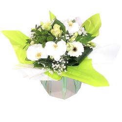 Bouquet bulle d'eau tons de blanc et vert