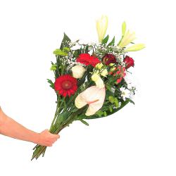 Bouquet grandes tiges "Tradition" 70cm tons de blanc et roug